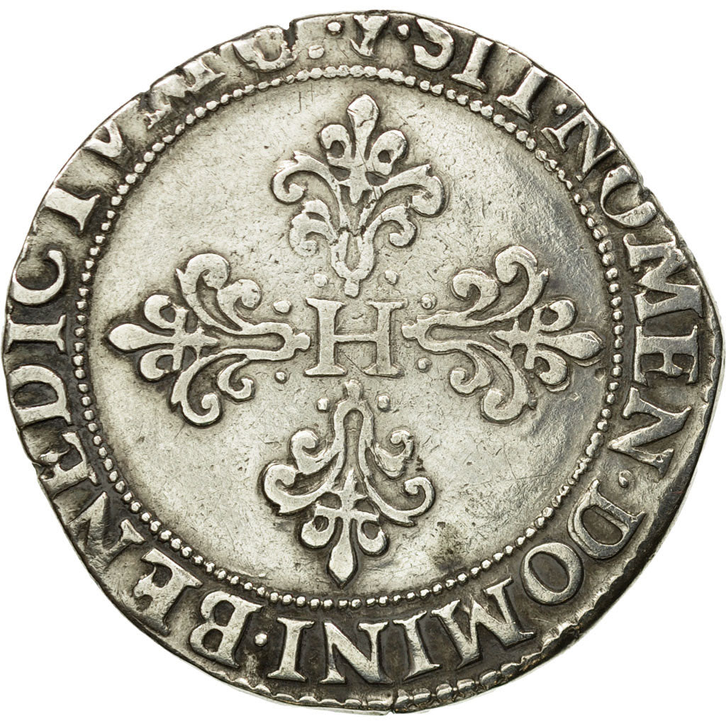 Coin, France, Henri III, Franc au Col Plat, 1578, Toulouse, EF(40-45), Silver