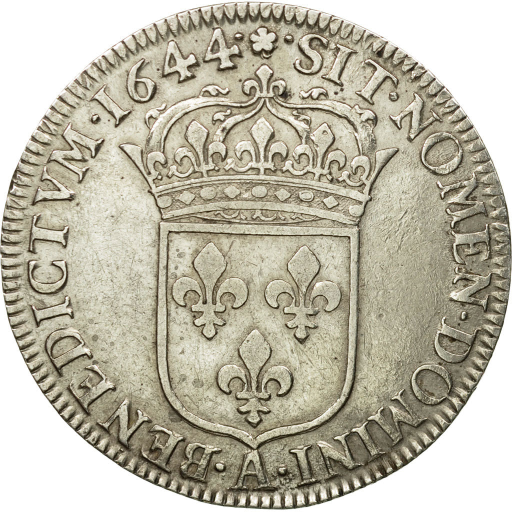 Coin, France, Louis XIV, 1/2 Écu à la mèche courte, 1644, Paris, EF(40-45)