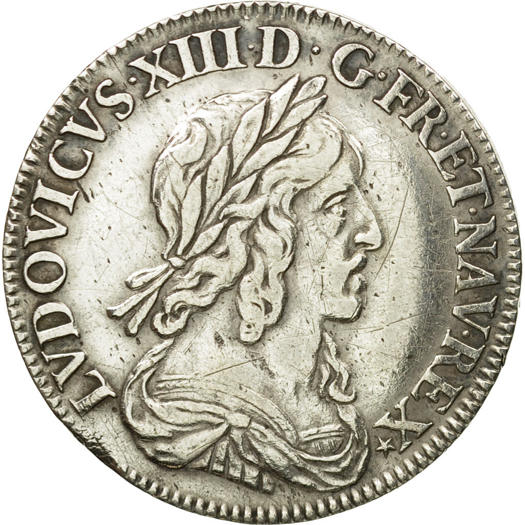 Coin, France, Louis XIII, 1/4 Écu 2e poinçon de Warin, buste drapé et