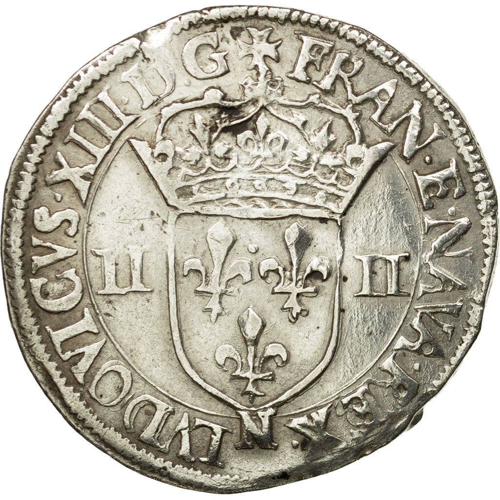 Münze, Frankreich, Louis XIII, 1/4 Écu à la croix, 1/4 Ecu, 1643