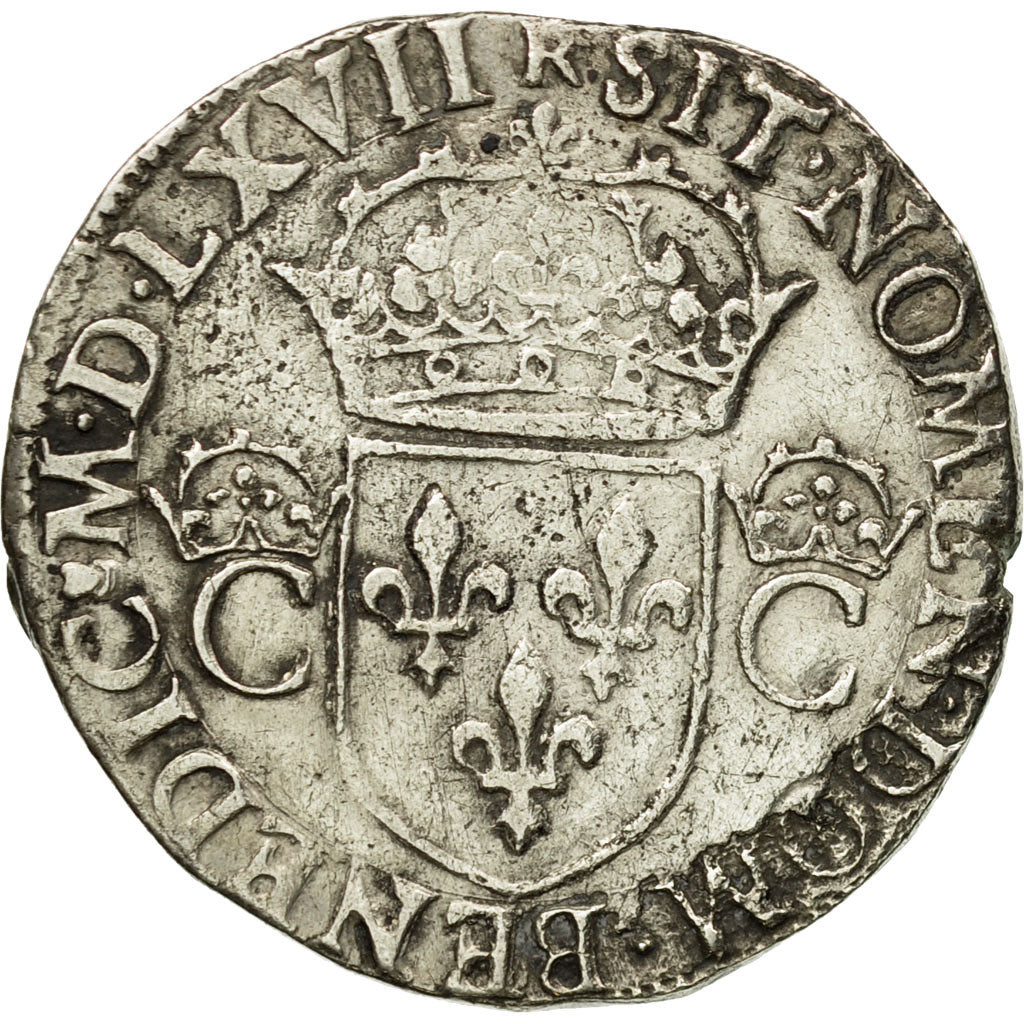 Coin, France, Charles IX, Teston, 1567, Toulouse, VF(30-35), Silver