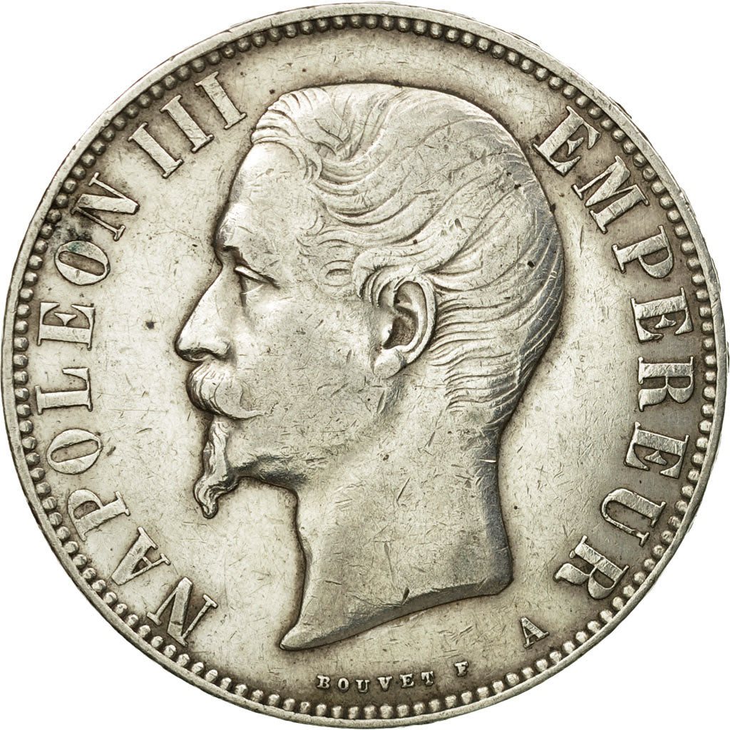 Coin, France, Napoleon III, 5 Francs, 1855, Paris, EF(40-45), Silver, Gad. 734