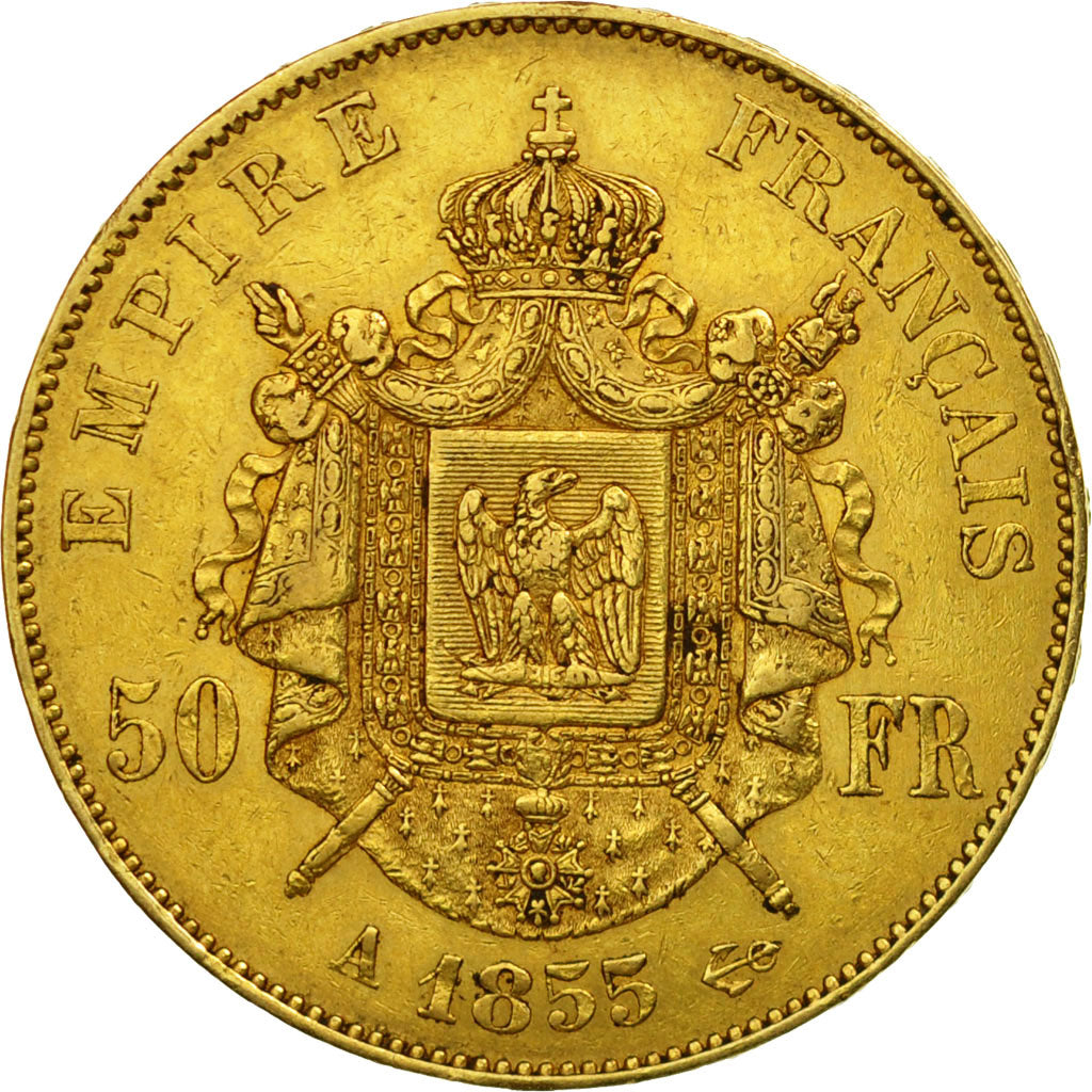 Coin, France, Napoleon III, 50 Francs, 1855, Paris, EF(40-45), Gold, Gad. 1111