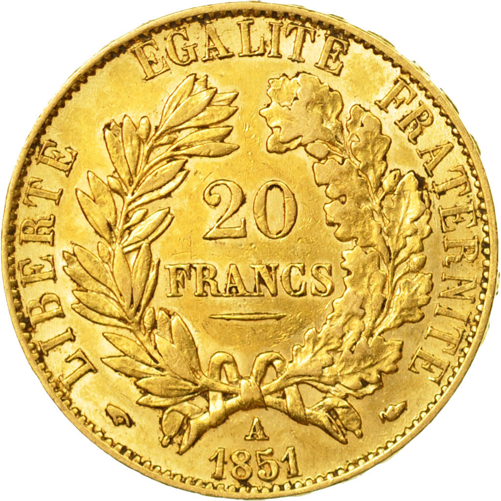 Coin, France, Cérès, 20 Francs, 1851, Paris, AU(55-58), Gold, KM:762