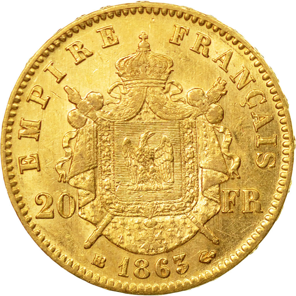 Monnaie, France, Napoléon III, 20 Francs, 1863, Strasbourg, SUP, Or