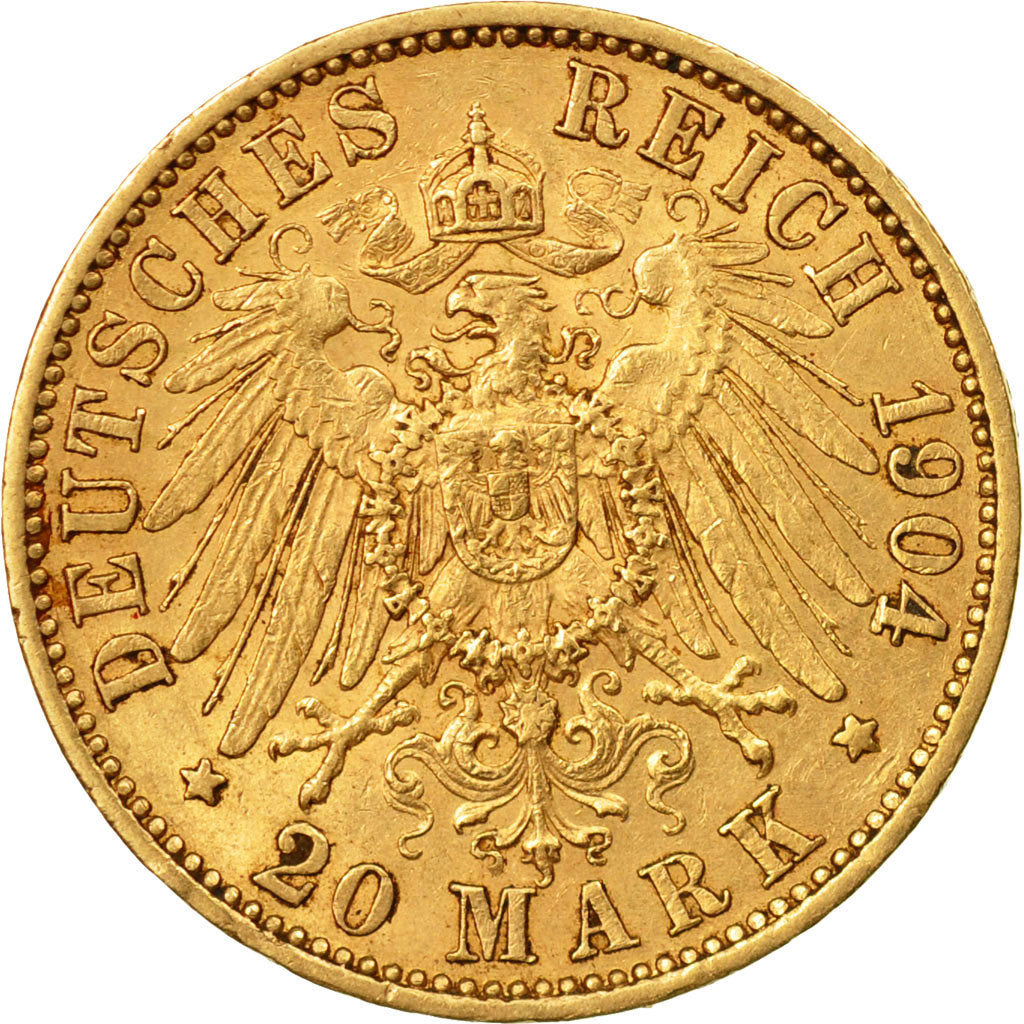 Moneda, Estados alemanes, PRUSSIA, Wilhelm II, 20 Mark, 1904, Berlin, EBC, Oro