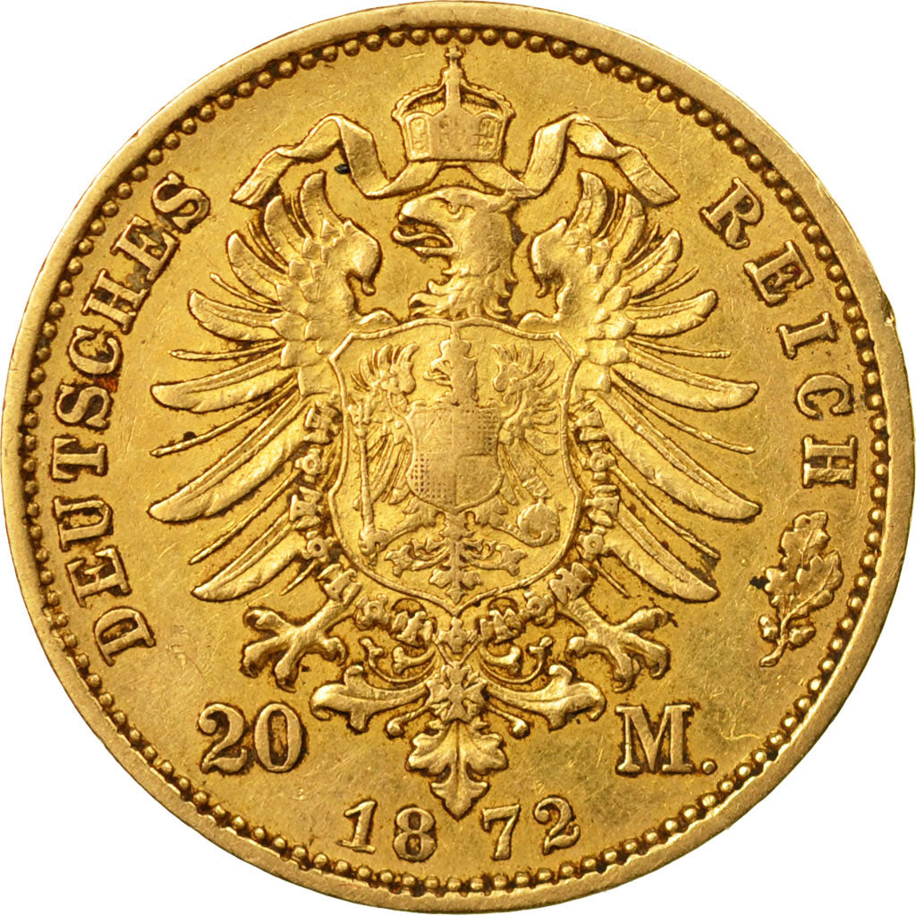 Moneda, Estados alemanes, PRUSSIA, Wilhelm I, 20 Mark, 1872, Berlin, EBC, Oro