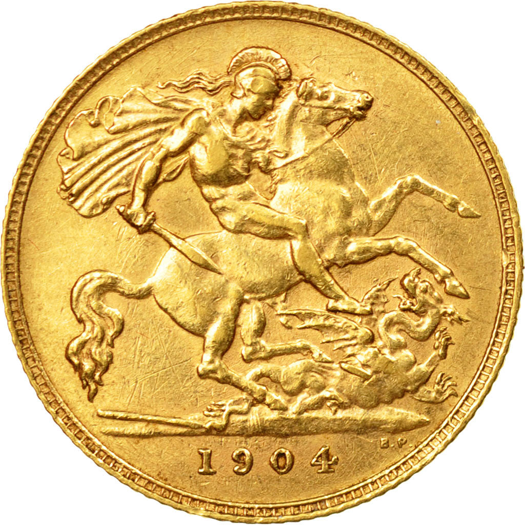 Coin, Great Britain, Edward VII, 1/2 Sovereign, 1904, London, AU(55-58), Gold