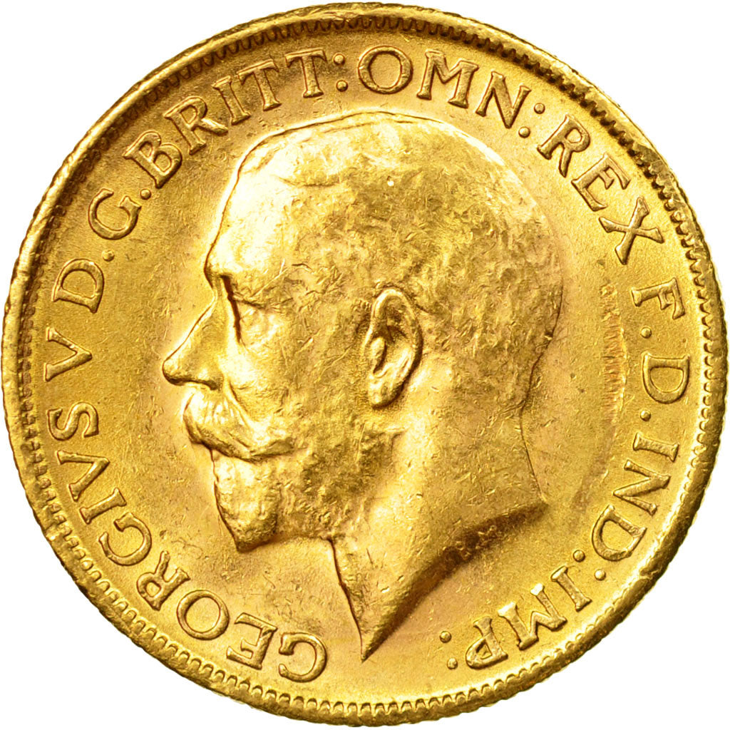 Coin, Australia, George V, Sovereign, 1915, Melbourne, MS(63), Gold, KM:29