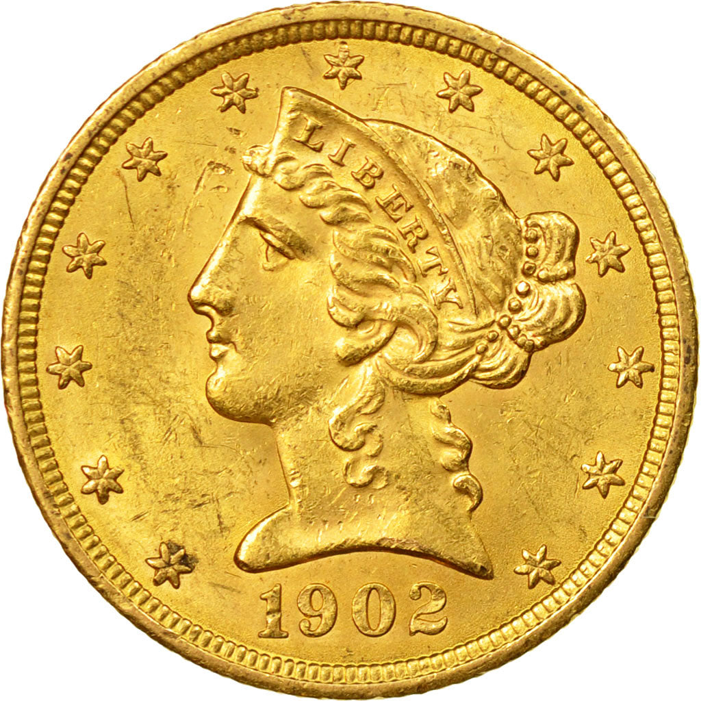 Coin, United States, 5 Dollars Coronet Head, 1902, Philadelphia, MS(60-62), Gold