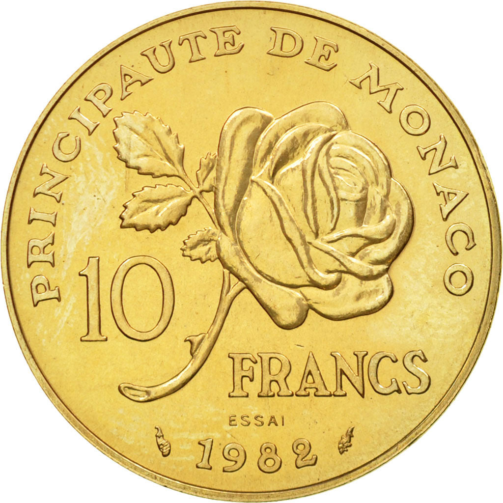 Coin, Monaco, Grace de Monaco, 10 Francs, 1982, Paris, ESSAI, MS(65-70)