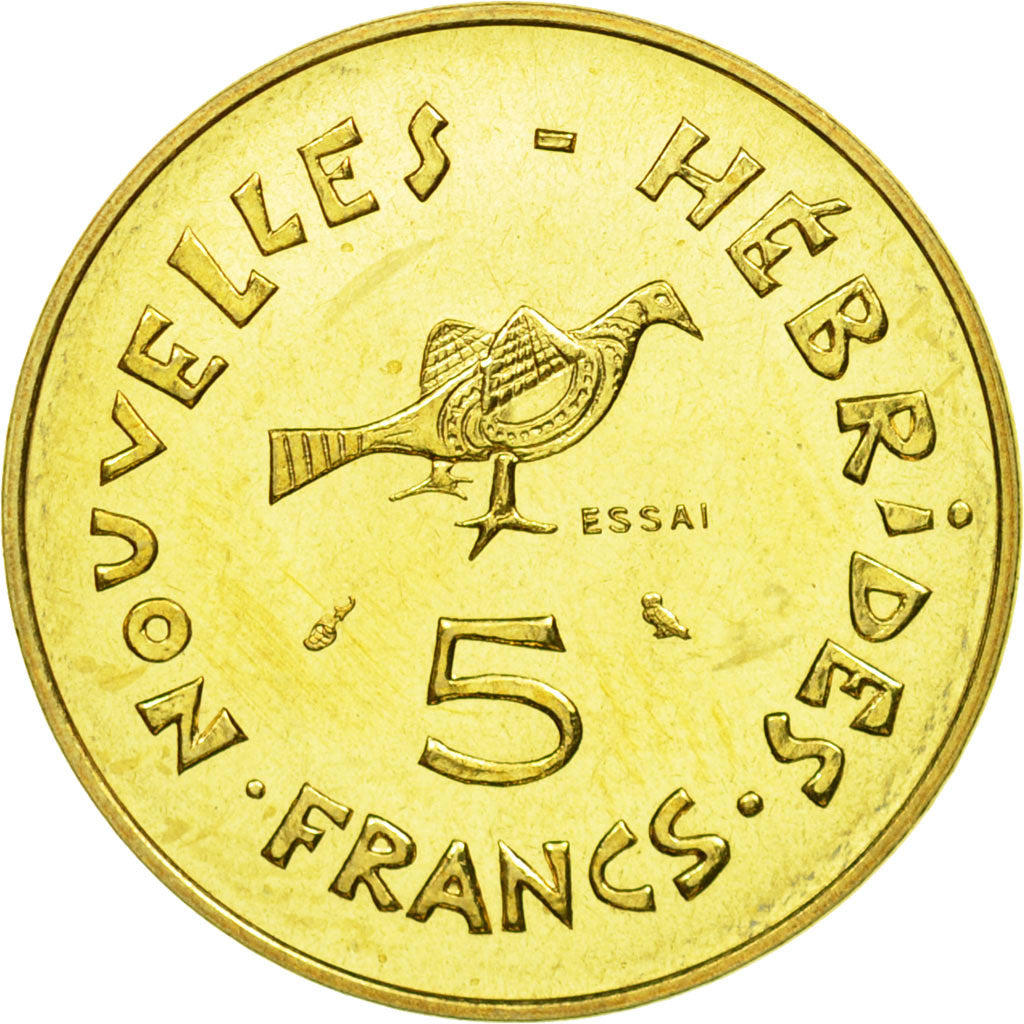 Coin, New Hebrides, 5 Francs, 1970, Paris, ESSAI, MS(65-70)