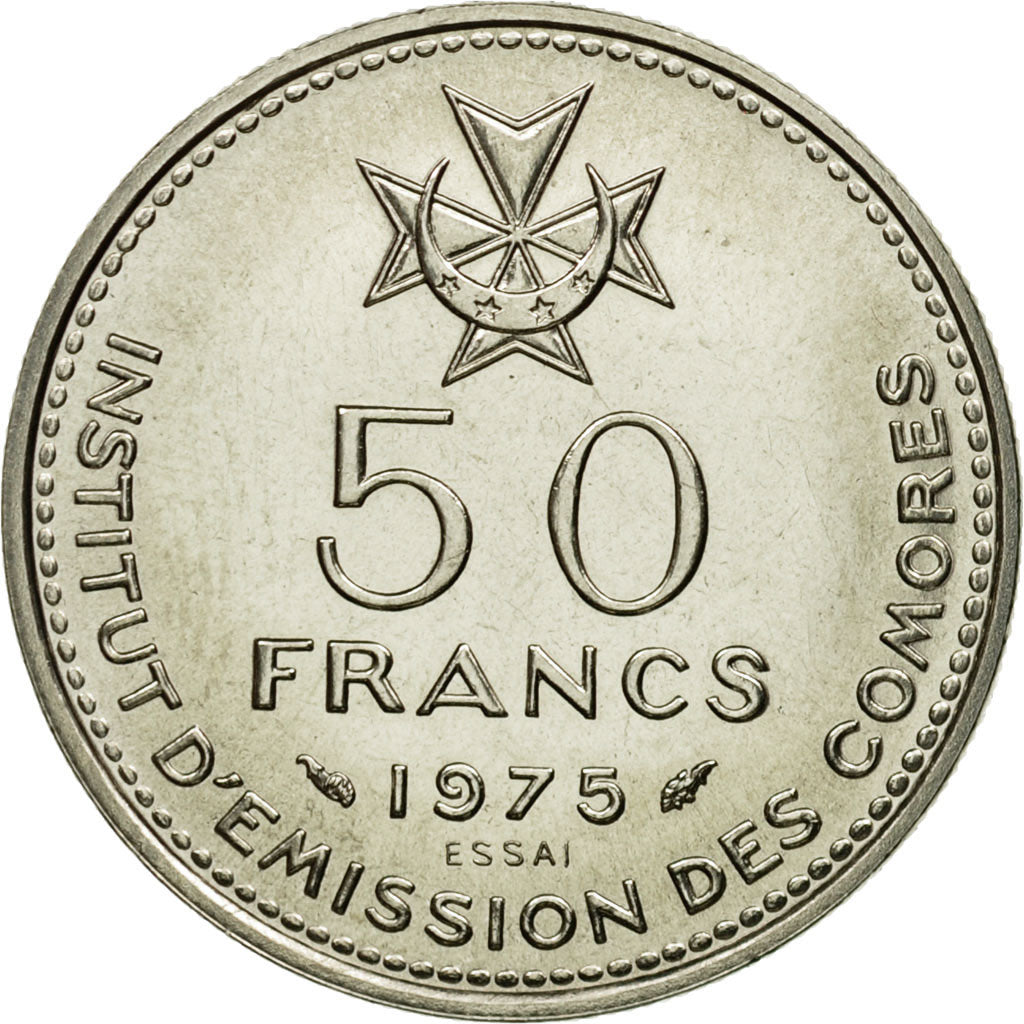 Coin, Comoros, 50 Francs, 1975, Paris, ESSAI, MS(65-70), Nickel, KM:E6