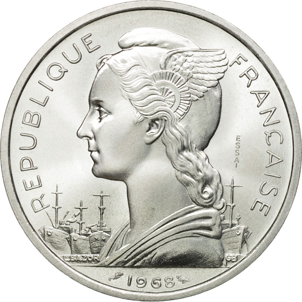 Coin, FRENCH AFARS & ISSAS, 5 Francs, 1968, Paris, ESSAI, MS(65-70), Aluminium