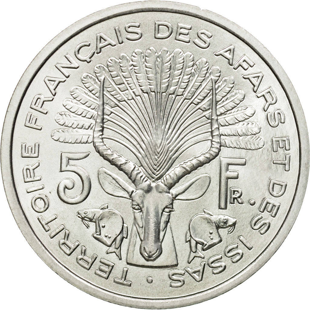 Coin, FRENCH AFARS & ISSAS, 5 Francs, 1968, Paris, ESSAI, MS(65-70), Aluminium
