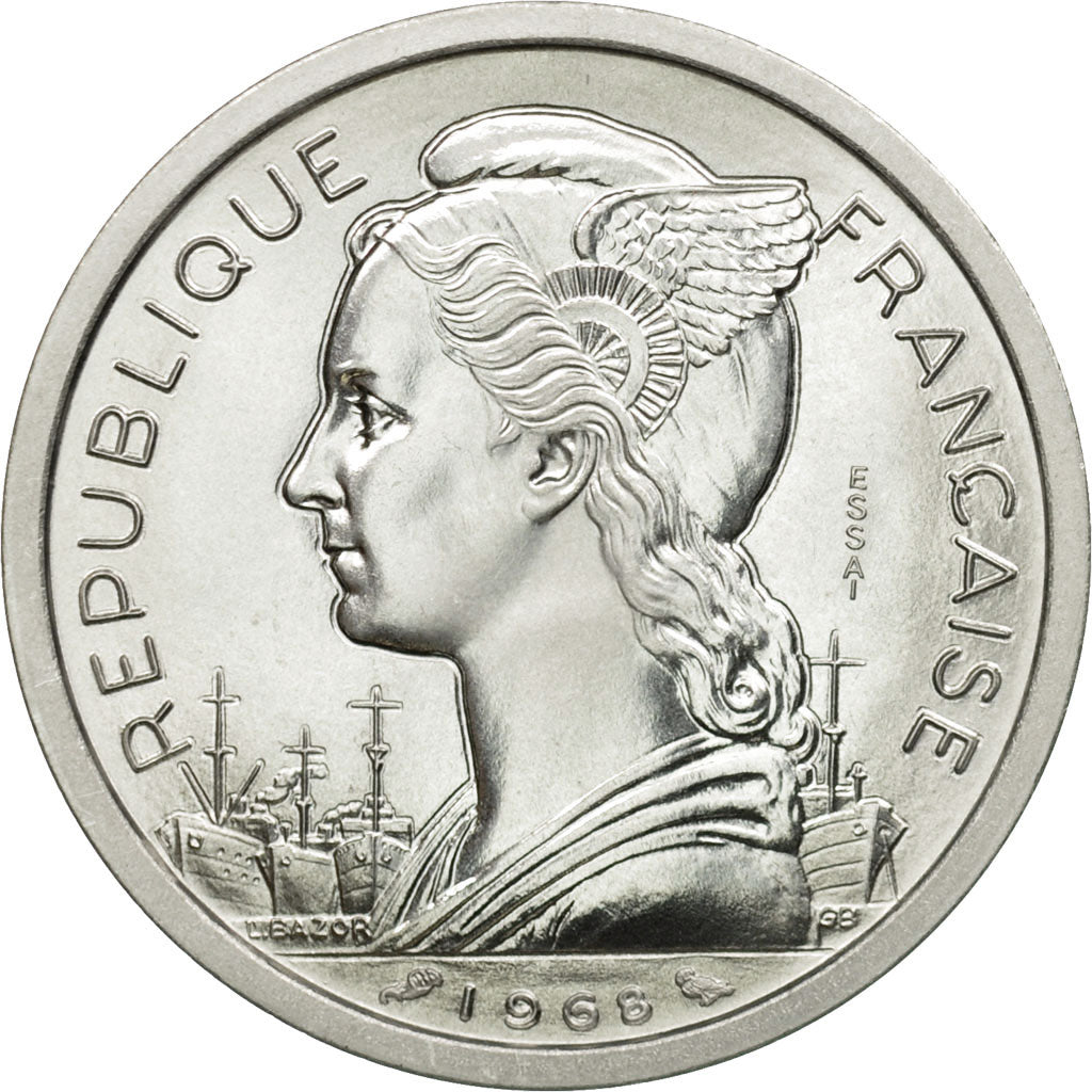 Moneta, AFARS E ISSAS FRANCESI, 2 Francs, 1968, Paris, ESSAI, FDC, Alluminio
