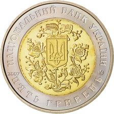 Coin, Ukraine, 5 Hryven, 2007, Kyiv, MS(63), Bi-Metallic, KM:455