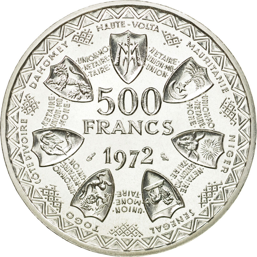 Coin, West African States, 500 Francs, 1972, Paris, ESSAI, MS(65-70), Silver