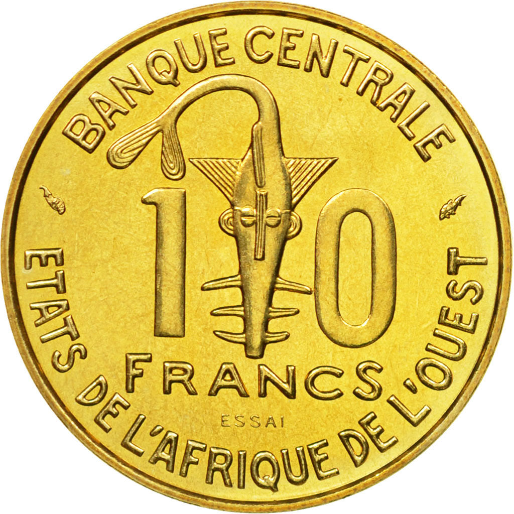 Coin, West African States, 10 Francs, 1981, Paris, ESSAI, MS(65-70), Brass