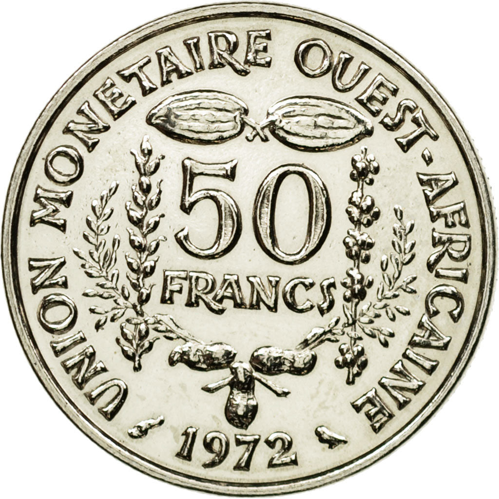Coin, West African States, 50 Francs, 1972, Paris, ESSAI, MS(64), Copper-nickel
