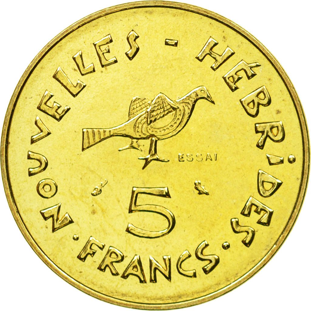 Coin, New Hebrides, 5 Francs, 1970, Paris, ESSAI, MS(64)