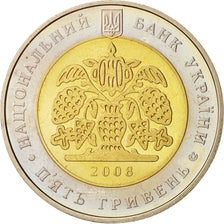 Coin, Ukraine, 5 Hryven, 2008, Kyiv, MS(63), Bi-Metallic, KM:513