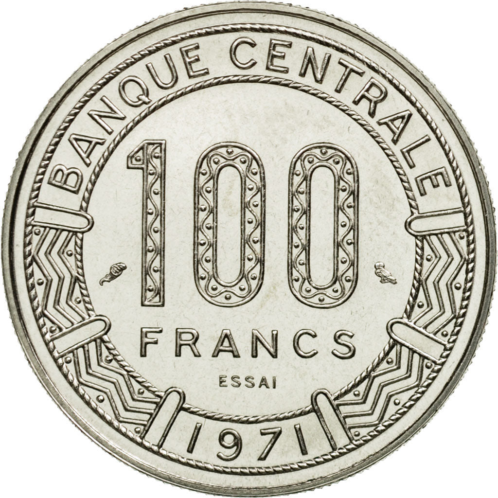 Coin, Chad, 100 Francs, 1971, Paris, ESSAI, MS(65-70), Nickel, KM:E3