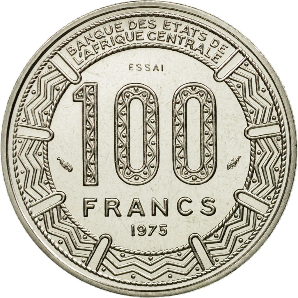 Coin, Central African Republic, 100 Francs, 1975, Paris, ESSAI, MS(65-70)