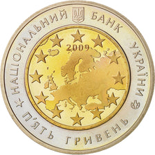 Coin, Ukraine, 5 Hryven, 2009, Kyiv, MS(63), Bi-Metallic, KM:548