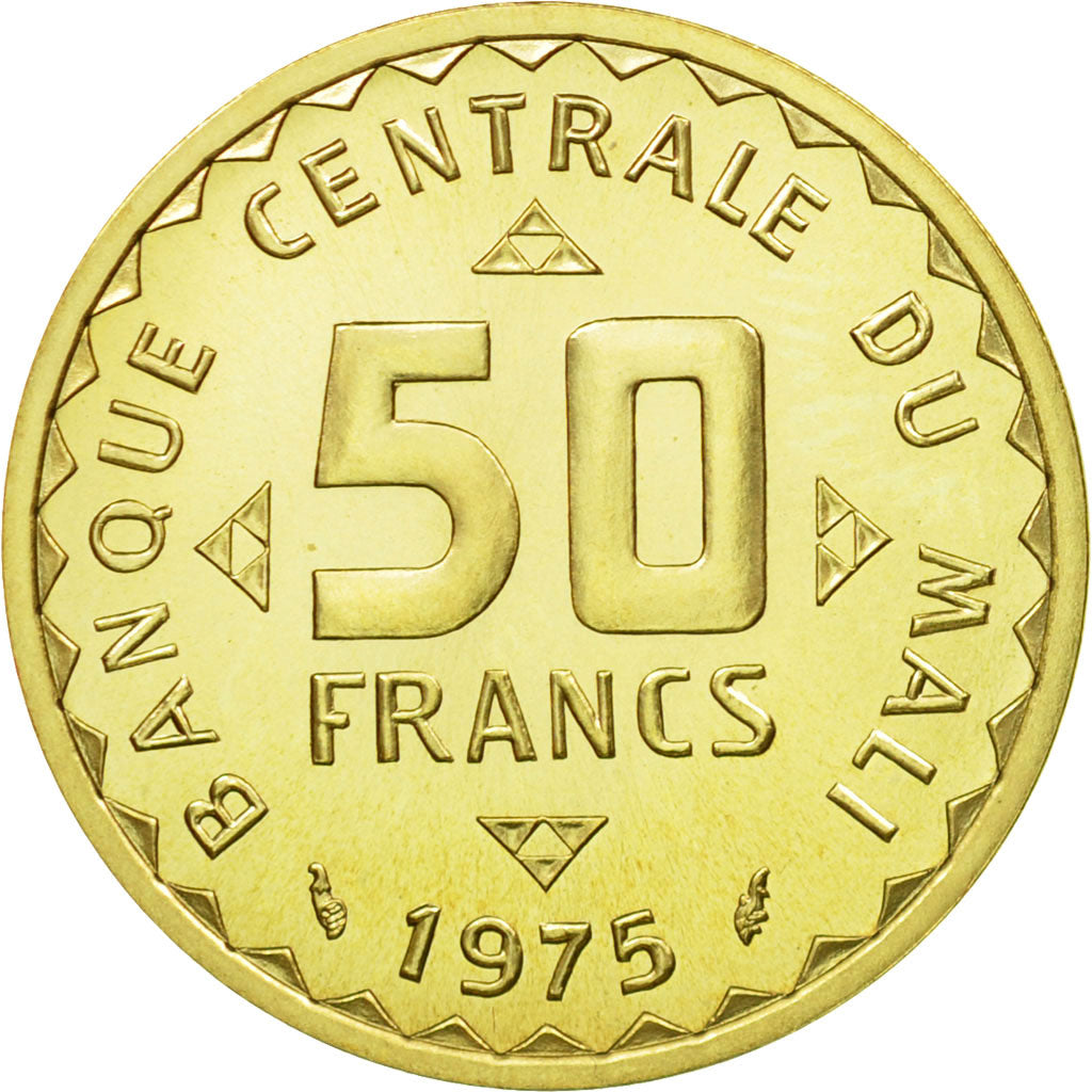 Coin, Mali, 50 Francs, 1975, Paris, ESSAI, MS(65-70), Nickel-brass, KM:E1