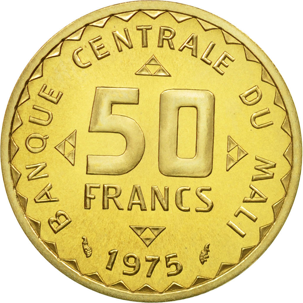 Coin, Mali, 50 Francs, 1975, Paris, ESSAI, MS(65-70), Nickel-brass, KM:E1