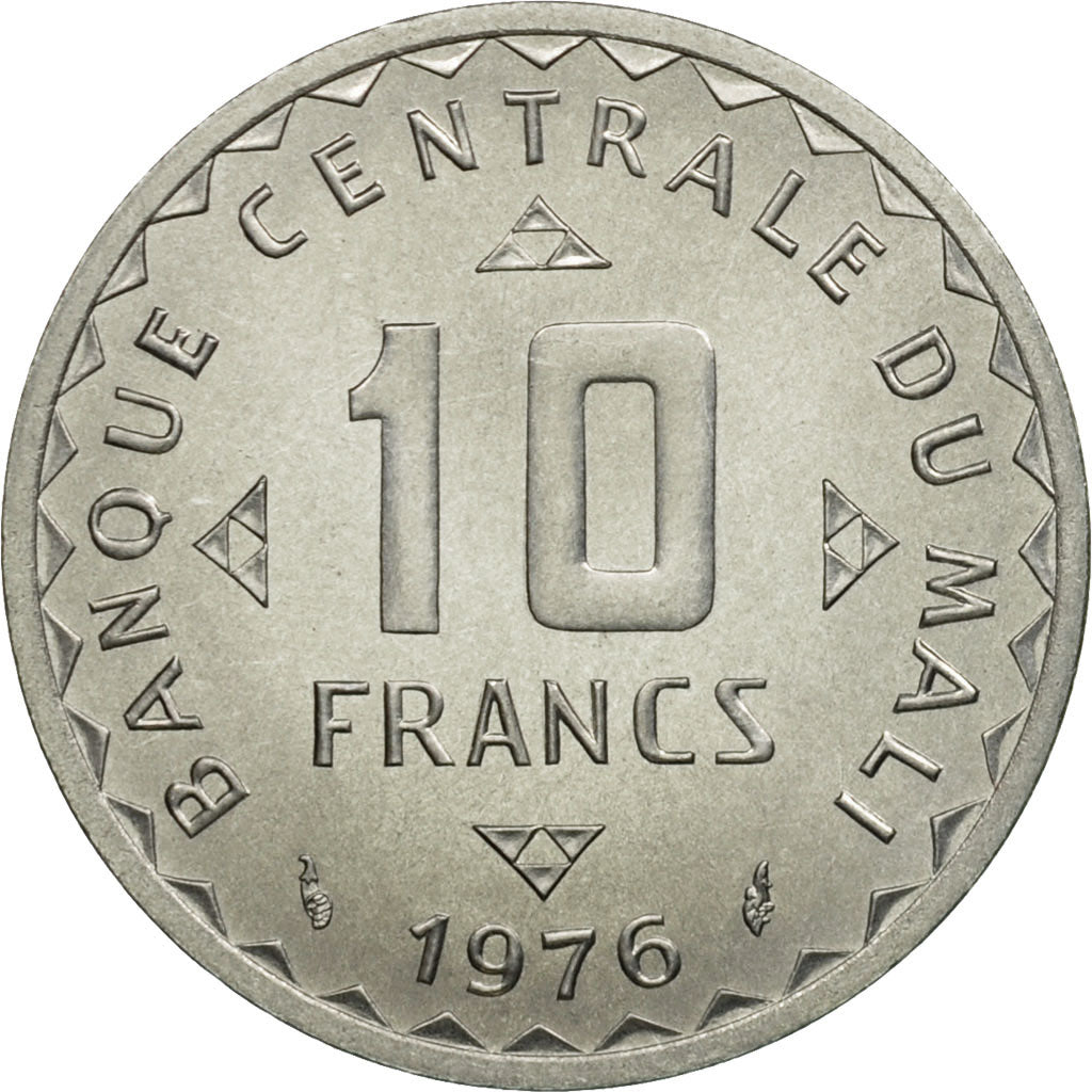 Coin, Mali, 10 Francs, 1976, Paris, ESSAI, MS(65-70), Aluminum, KM:E3