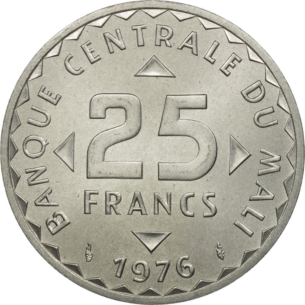 Coin, Mali, 25 Francs, 1976, Paris, ESSAI, MS(65-70), Aluminum, KM:E4