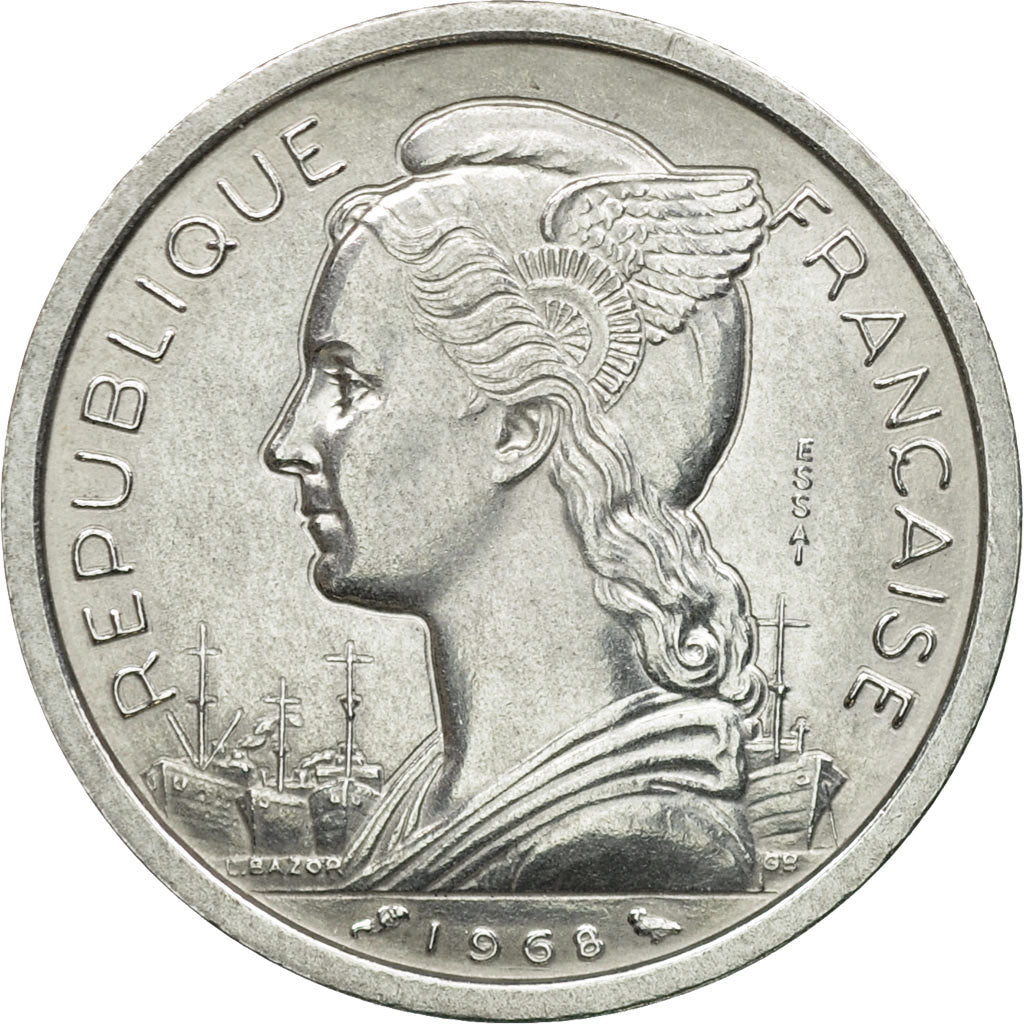Coin, FRENCH AFARS & ISSAS, 2 Francs, 1968, Paris, ESSAI, MS(64), Aluminium