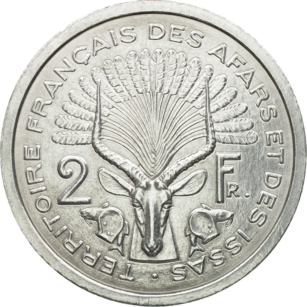 Coin, FRENCH AFARS & ISSAS, 2 Francs, 1968, Paris, ESSAI, MS(64), Aluminium