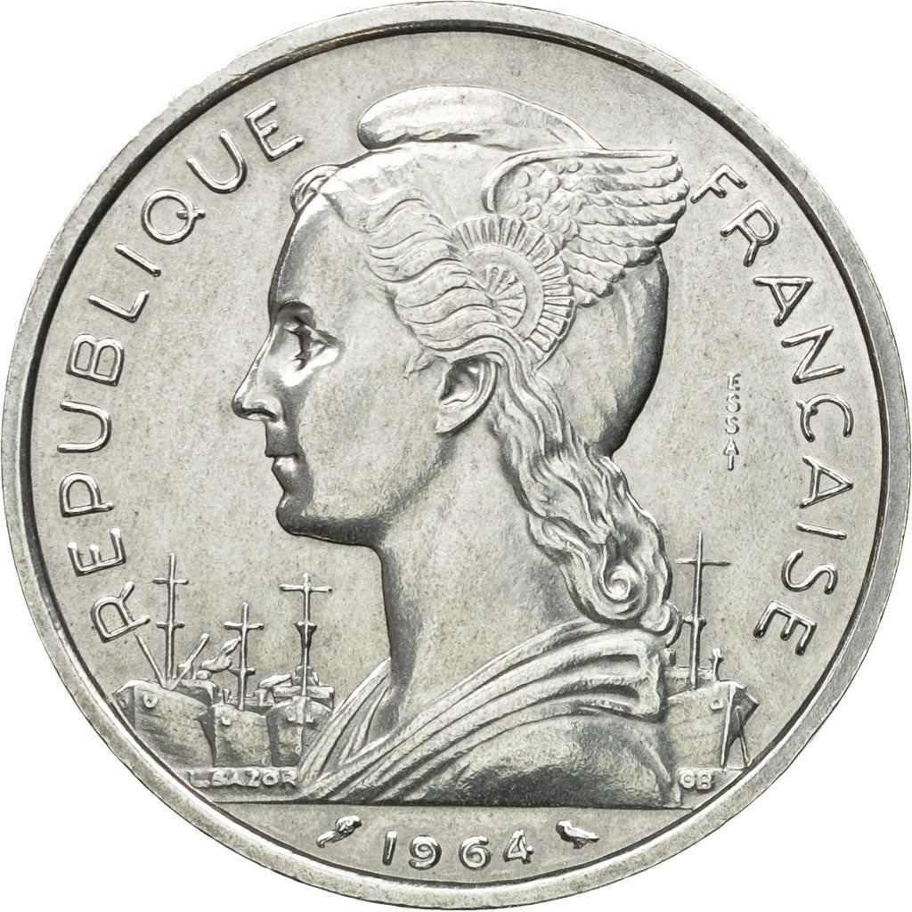 Coin, Comoros, 5 Francs, 1964, Paris, ESSAI, MS(63), Aluminum, KM:E3