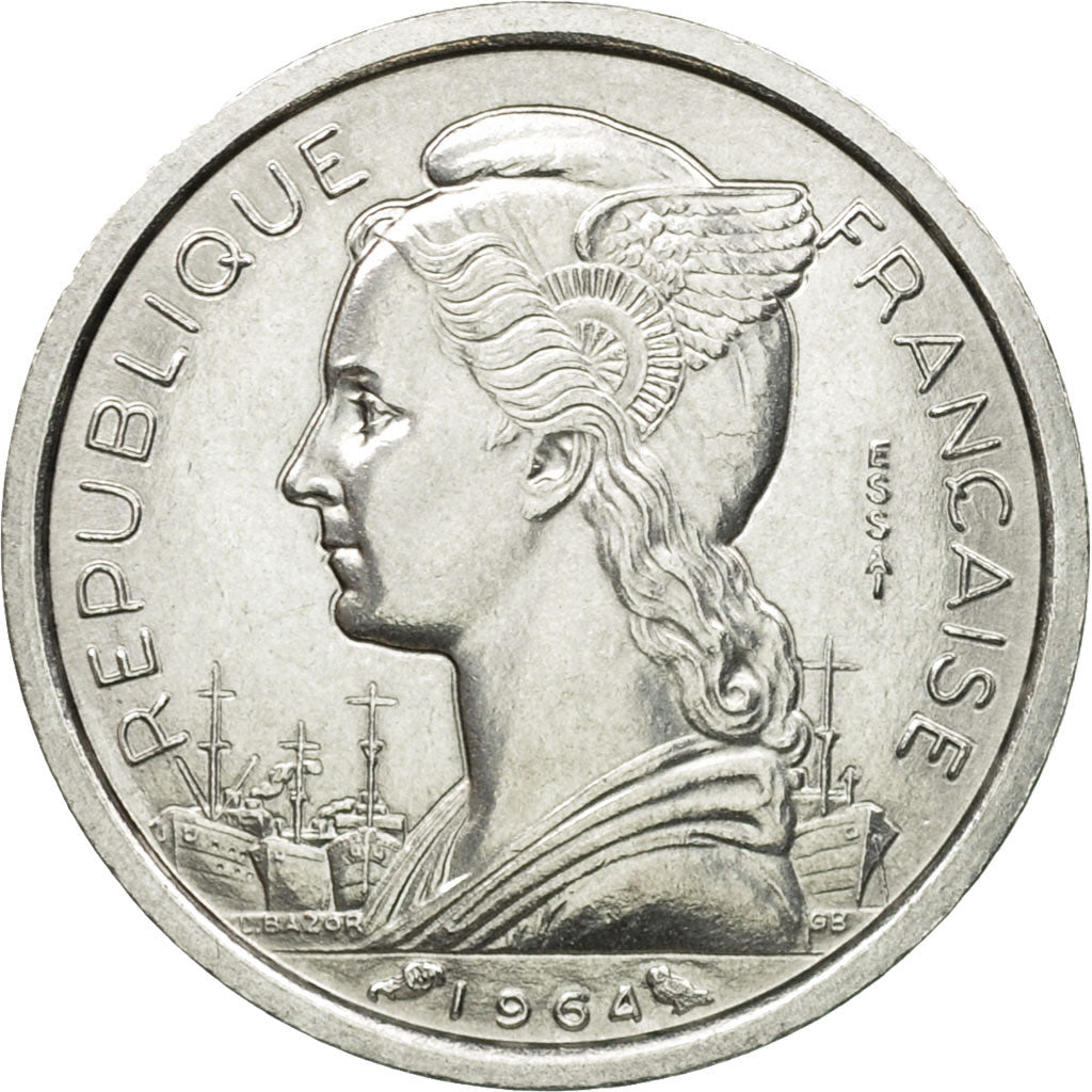 Coin, Comoros, Franc, 1964, Paris, ESSAI, MS(64), Aluminum, KM:E1, Lecompte:32