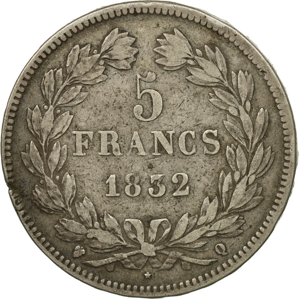 Moneta, Francja, Louis-Philippe, 5 Francs, 1832, Perpignan, VF(30-35), Srebro