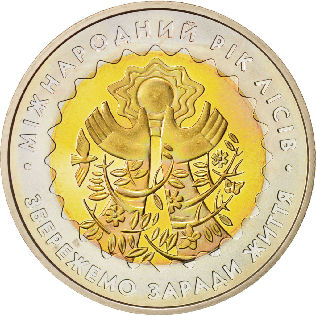 Coin, Ukraine, 5 Hryven, 2011, Kyiv, MS(63), Bi-Metallic, KM:638