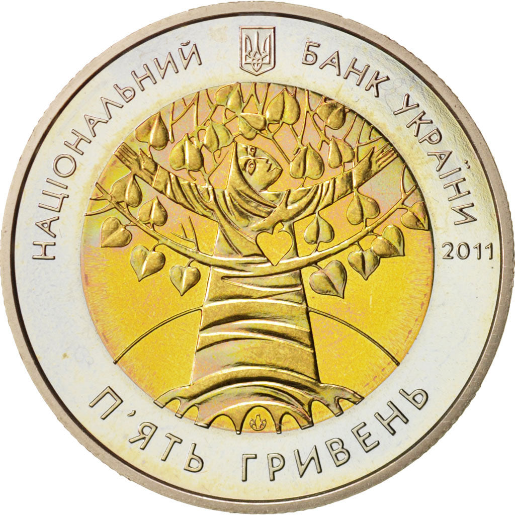 Coin, Ukraine, 5 Hryven, 2011, Kyiv, MS(63), Bi-Metallic, KM:638