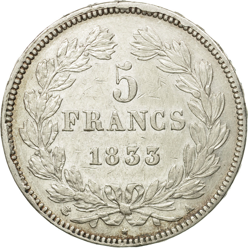Moneda, Francia, Louis-Philippe, 5 Francs, 1833, Paris, EBC, Plata, KM:749.1