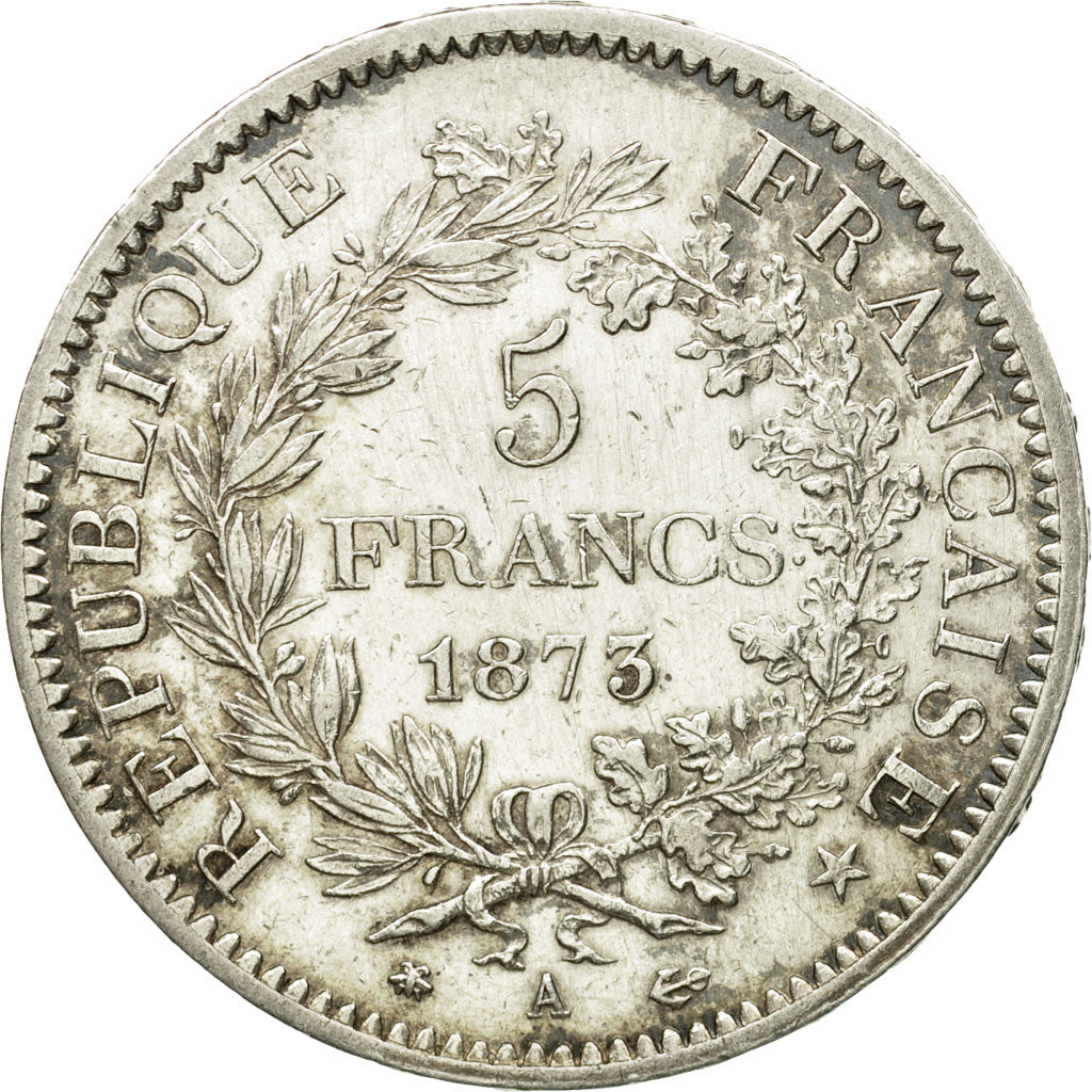 Munten, Frankrijk, Hercule, 5 Francs, 1873, Paris, ZF+, Zilver, KM:820.1