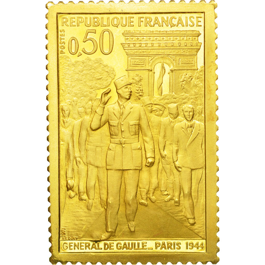 France, Medal, Hommage au Général de Gaulle, Paris 1944, MS(64), Gold