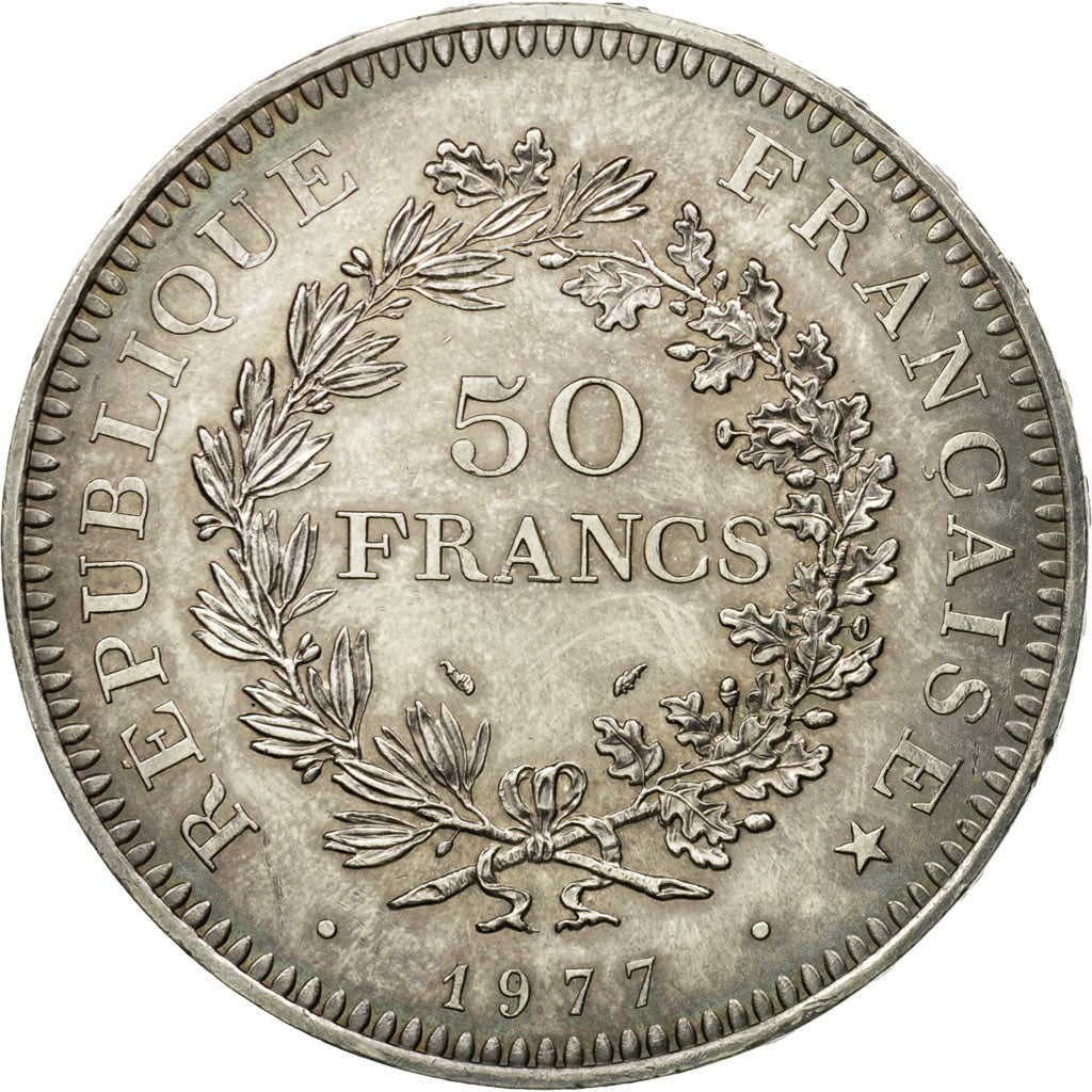 Coin, France, Hercule, 50 Francs, 1977, Paris, MS(65-70), Silver, KM:941.1