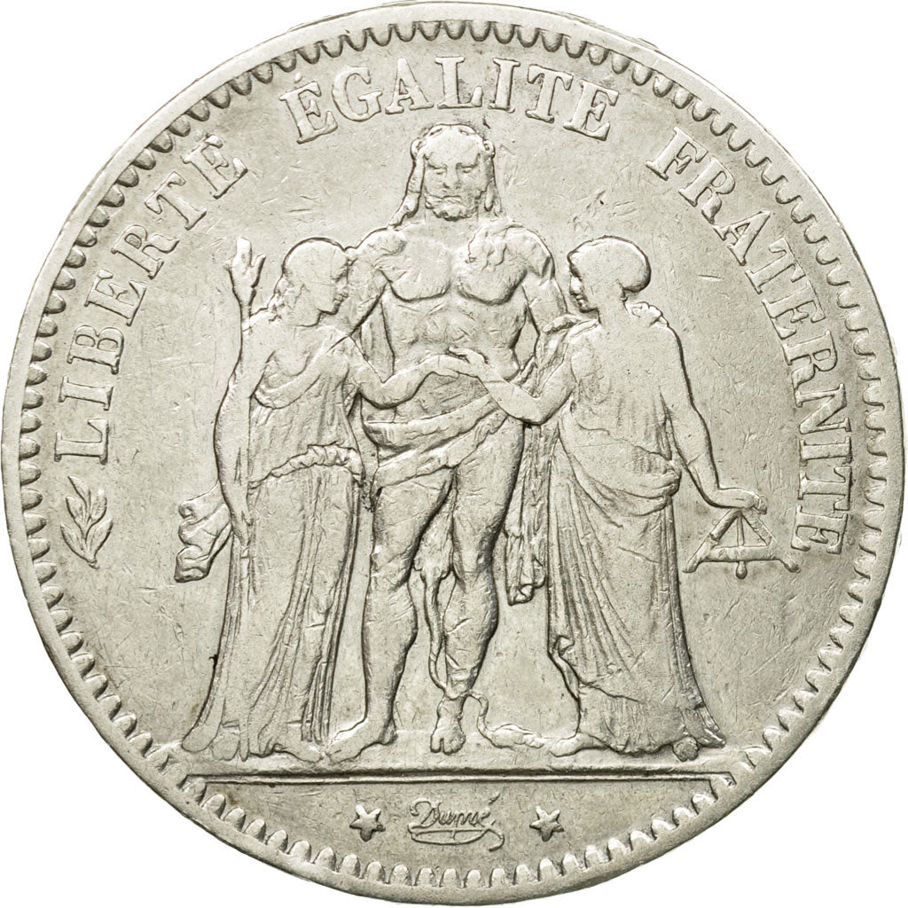 Moneta, Francia, Hercule, 5 Francs, 1878, Bordeaux, MB+, Argento, KM:820.2