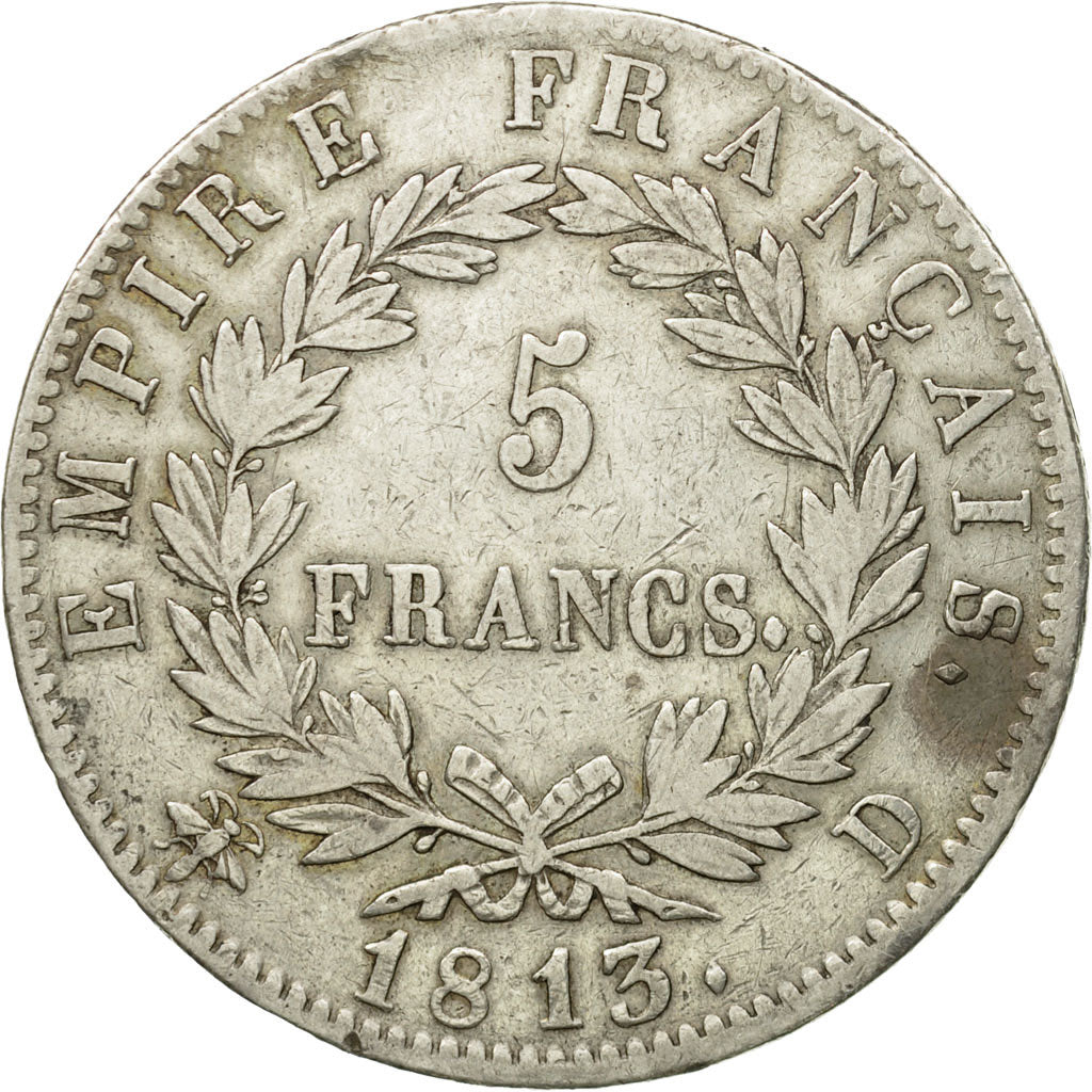 Coin, France, Napoléon I, 5 Francs, 1813, Lyons, VF(30-35), Silver, KM:694.5