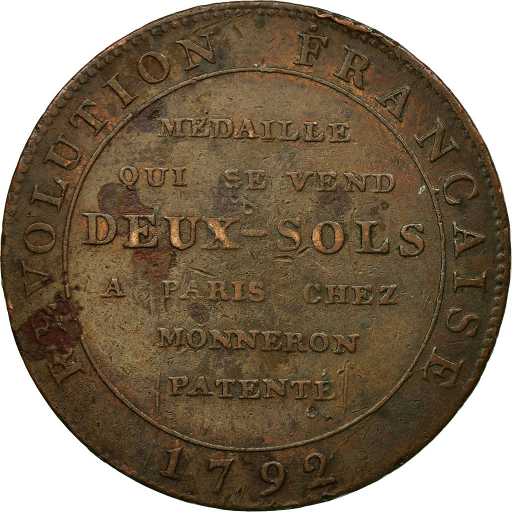 Münze, Frankreich, Monneron à la Liberté, 2 Sols, 1792, Birmingham, SS