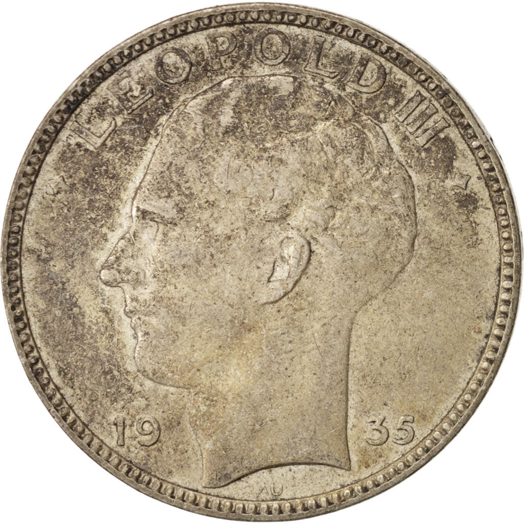 Coin, Belgium, 20 Francs, 20 Frank, 1935, AU(50-53), Silver, KM:105