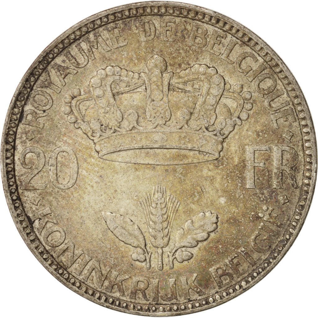 Coin, Belgium, 20 Francs, 20 Frank, 1935, AU(50-53), Silver, KM:105