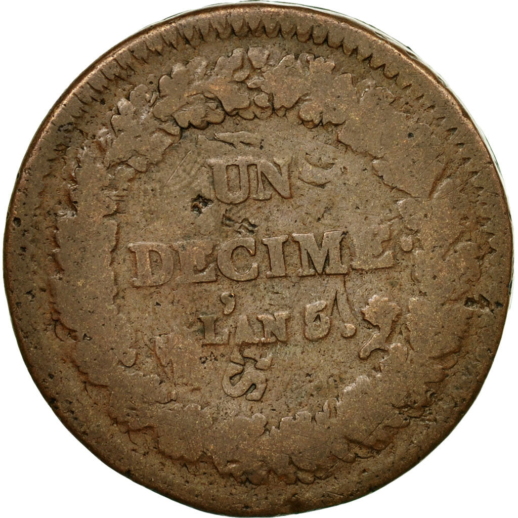 Coin, France, Directoire, Dupré, Decime, 1796, Paris, Boite de forçat